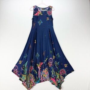 Reborn Handkerchief Hem Boho Paisley Maxi Dress